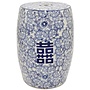 Ceramic Garden Stool Blue White Double Happiness D33xH45cm