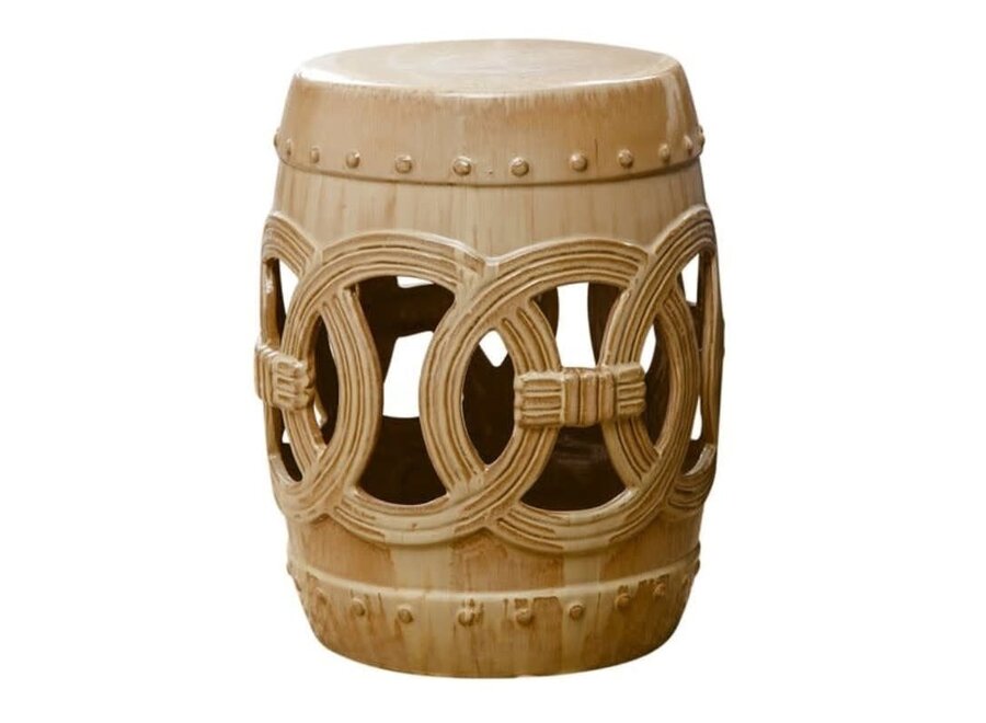 Keramikhocker Gartenhocker Chinesisch Porzellan Beige D32xH43cm