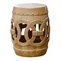 Ceramic Garden Stool Porcelain Coin Beige D32xH43cm