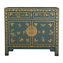Chinese Cabinet Arctic Blue Grey Butterflies Hand-Painted - Orientique Collection W90xD40xH80cm