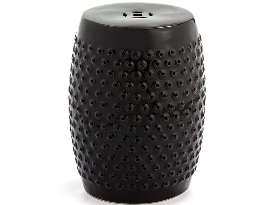 Sgabello in Ceramica Nero Dots Fatto a Mano D33xA46cm