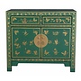 Chinese Cabinet Pine Green Butterflies Hand-Painted - Orientique Collection W90xD40xH80cm