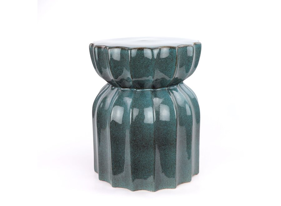 Ceramic Garden Stool Teal Handmade - Feryn D33xH46cm