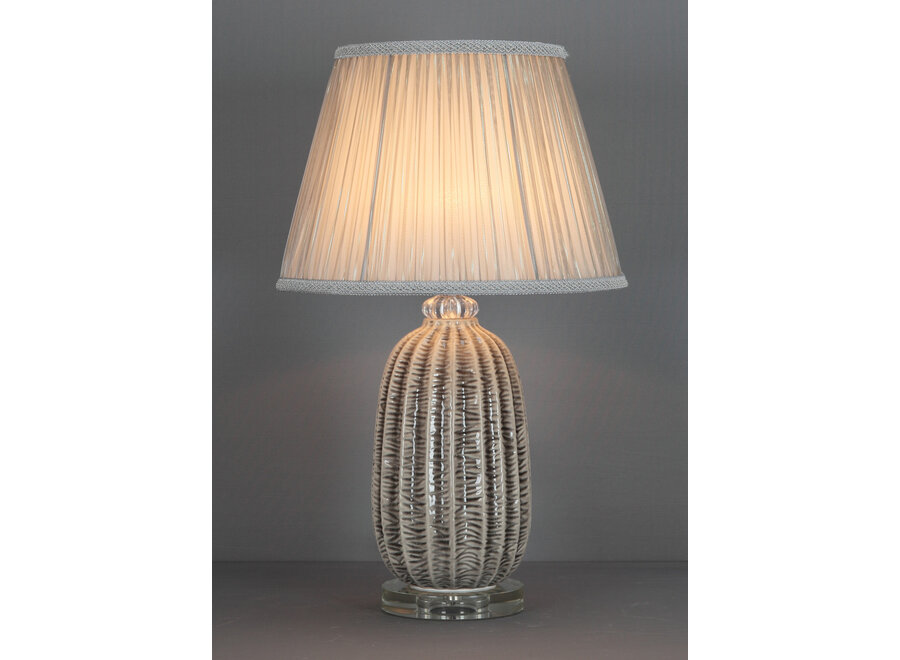 Lampada da Tavolo Cinese in Porcellana con Paralume Grigio Contemporaneo Fatto a Mano D36xA59cm