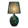 Chinesische Tischlampe Porzellan mit Schirm Blaugrün Blumen Handgefertigt D28xH52cm