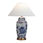 Chinese Table Lamp Porcelain with Lampshade Blue White Landscape Hand-Painted D52xH70cm