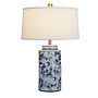 Chinese Table Lamp Porcelain with Lampshade Blue White Birds Hand-Painted D50xH75cm
