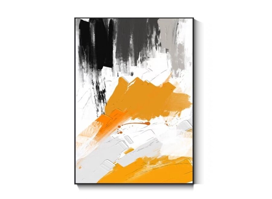 Oil Painting 100% Handpainted 3D Relief Effect Black Frame 90x120cm Abstract Art Orange