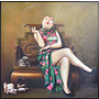 Peinture á l'Huile 100% Peint á La Main Cadre Noir 100x100cm Femme Chinoise avec Cigare Qipao Vert