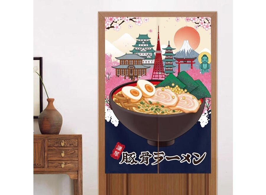 Japanese Noren Ramen with Blossoms W80xH130cm