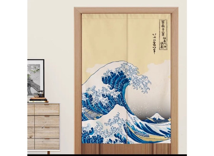 Noren Japonais La Grande Vague Hokusai L80xH130cm