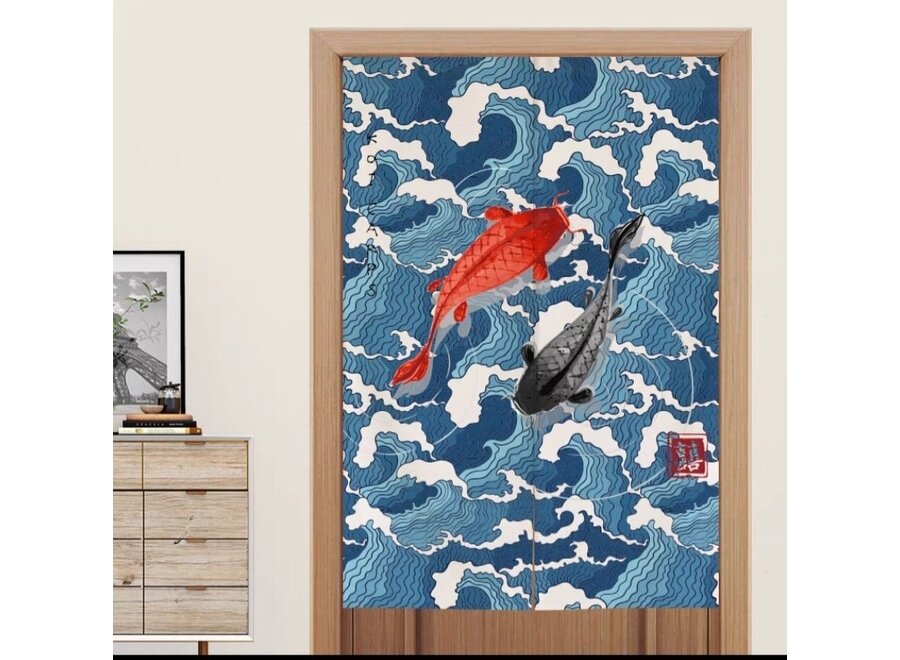 Japanische Noren Türvorhänge Koi-Fische Wellen B80xH130cm