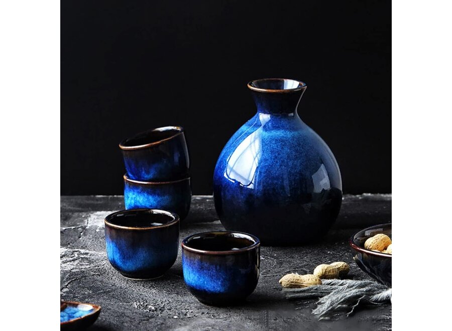 Juego de Sake en Caja de Regalo Azul Hecho a Mano - Hiraya Juego/5