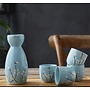 Sake Set in Confezione Regalo Blu Fiori Fatto a Mano - Koharu Set/5