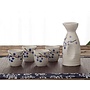 Sake Set Giftbox White Blue Blossoms Handmade - Hayato Set/5