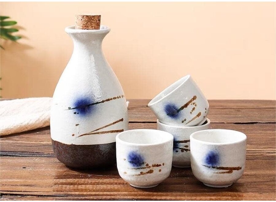 Sake Set in Confezione Regalo Bianco Contemporaneo Fatto a Mano - Tatsuya Set/5