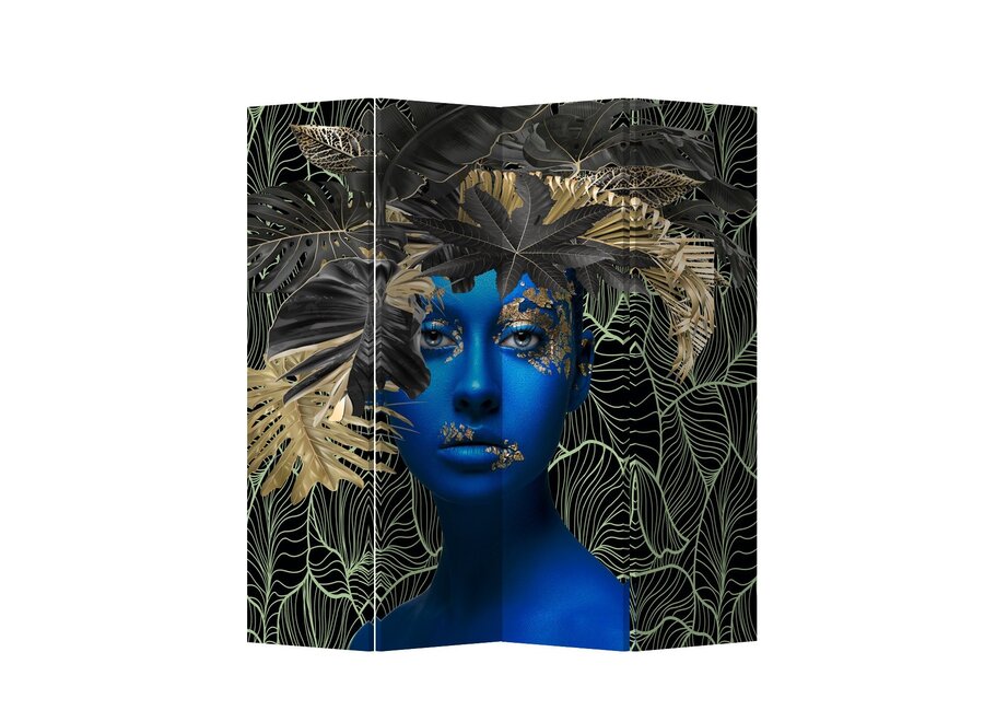 Room Divider Privacy Screen 4 Panels W160xH180cm Blue Woman Botanic