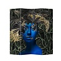 Paravent Japonais Intérieur L160xH180cm 4 Panneaux Femme Bleue Botanique