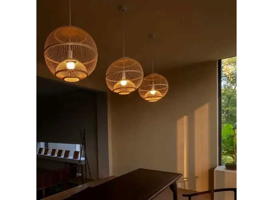 Lámpara de Techo Colgante de Bambú Hecha a Mano - Bailey D60xAl54cm