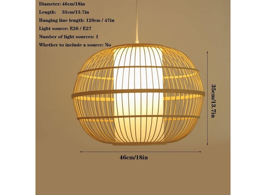 Lampada a Sospensione in Bambù Fatta a Mano - Becca D46cm