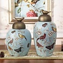 Chinese Ginger Jar Blue Porcelain Butterflies Handmade D23xH23cm