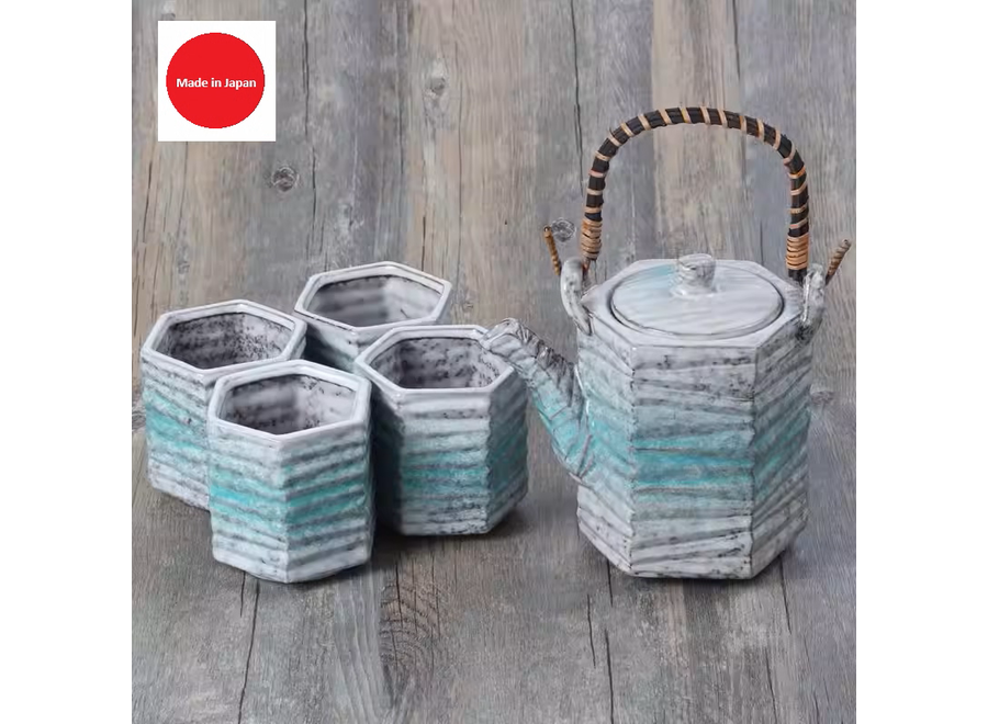 Japanese Tea Set/5 Blue Lagoon Handmade