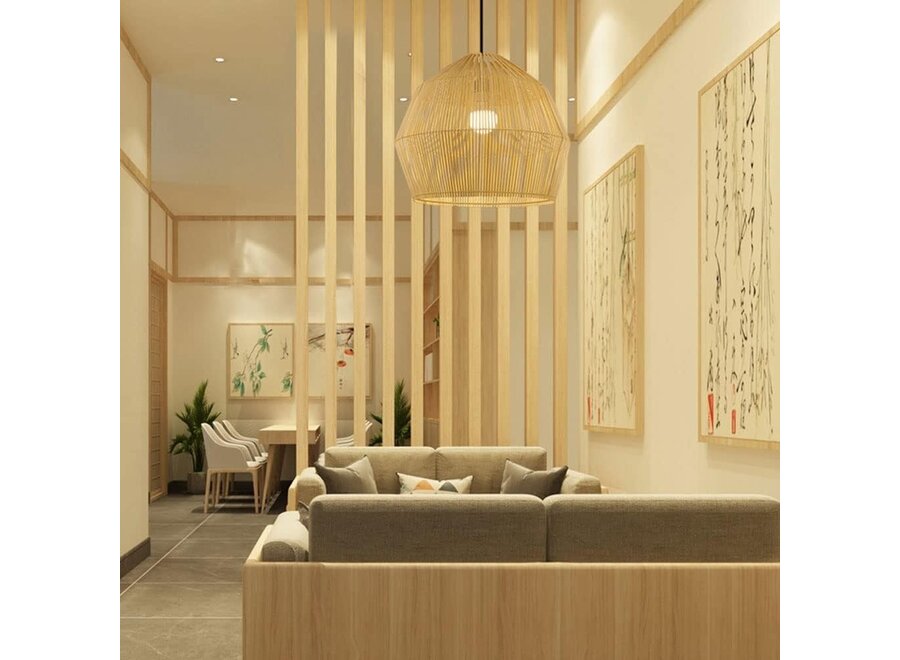 Bamboo Lampshade Pendant Light Handmade - Helene D62xH51cm