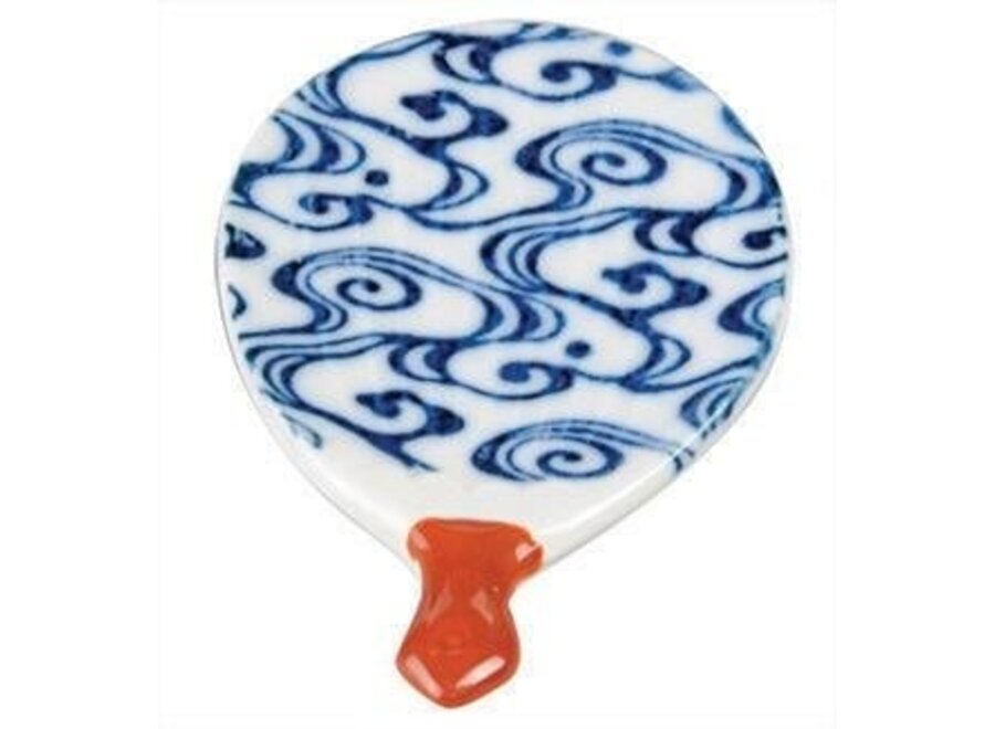 Chopsticks Holder Japanese Fan Porcelain Handmade