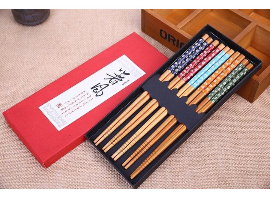 Chopsticks Set/5 Giftbox Coloured Flowers