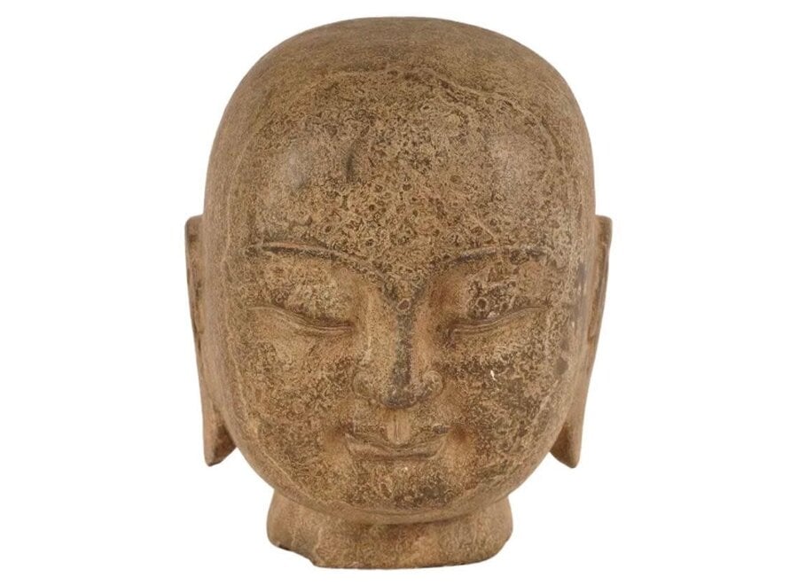 Buddha Stone Head Hand-Carved 10x10cm