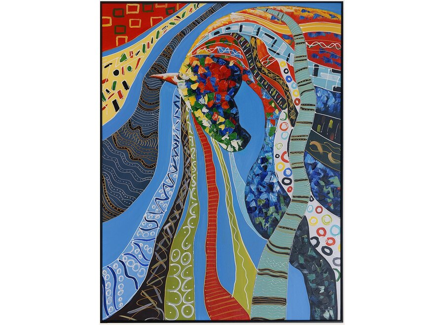 Ölgemälde 100% Handgemalt 3D Texture Rahmen Schwarz 90x120cm Pferd Mehrfarben