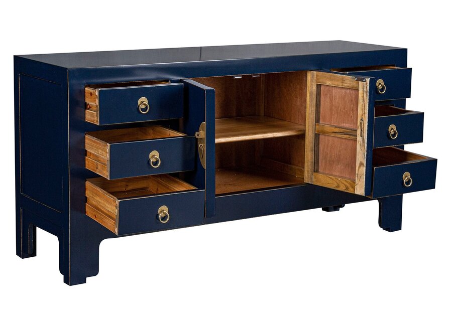 Meuble TV Chinois Bleu Nuit - Orientique Collection L121xP37xH61cm