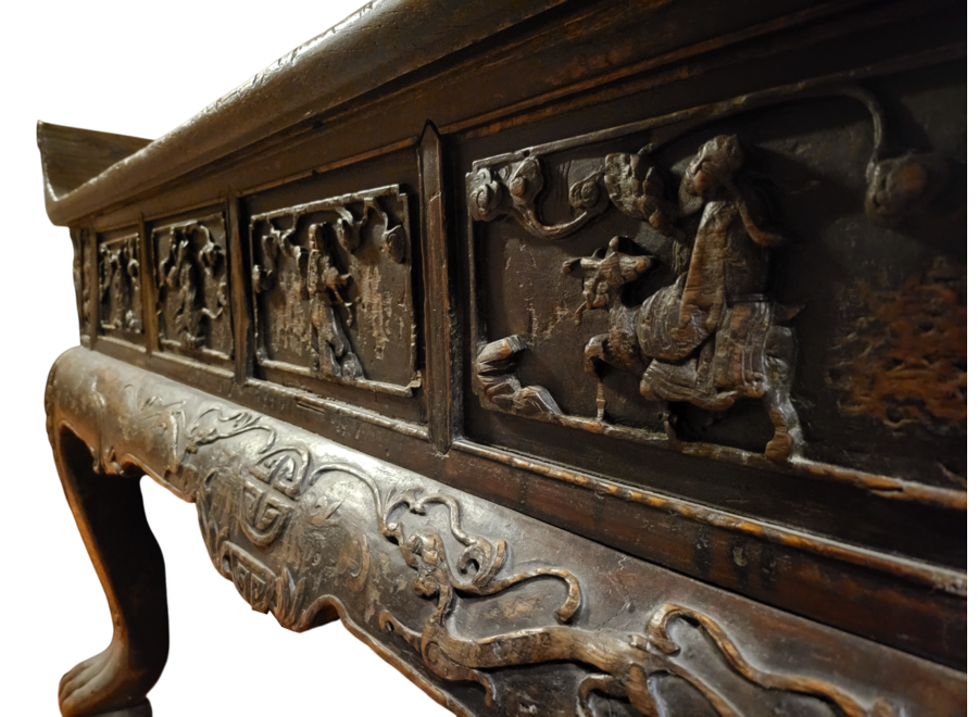 Antike Chinesische Konsole Altartisch 19. Jahrhundert Handgeschnitzt B205xT38xH110cm