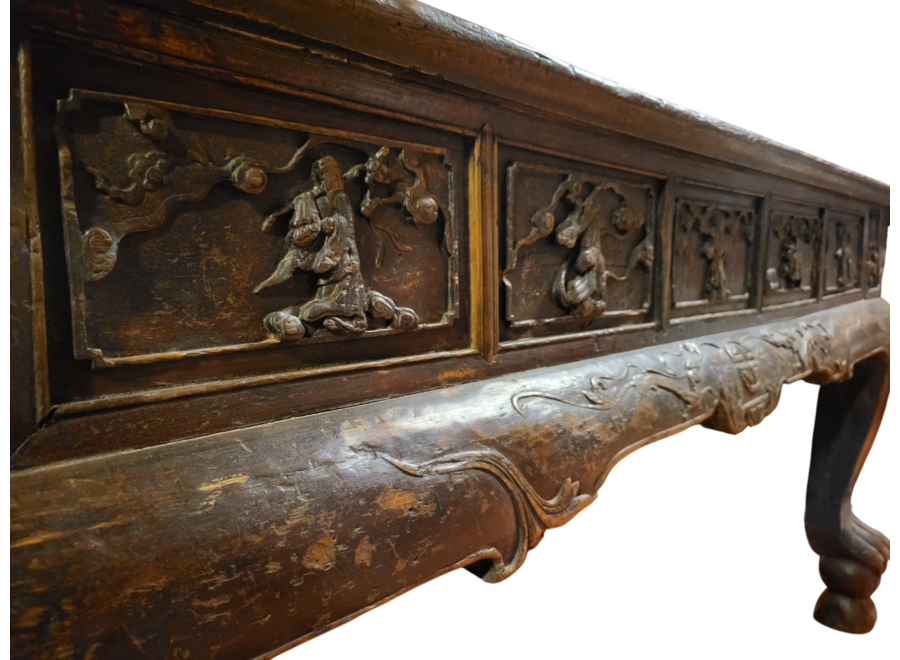Antike Chinesische Konsole Altartisch 19. Jahrhundert Handgeschnitzt B205xT38xH110cm