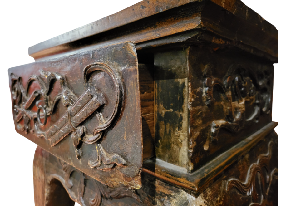 Table de Plante Chinoise Antique 19e Siècle Faite à la Main L43xP44xH98cm