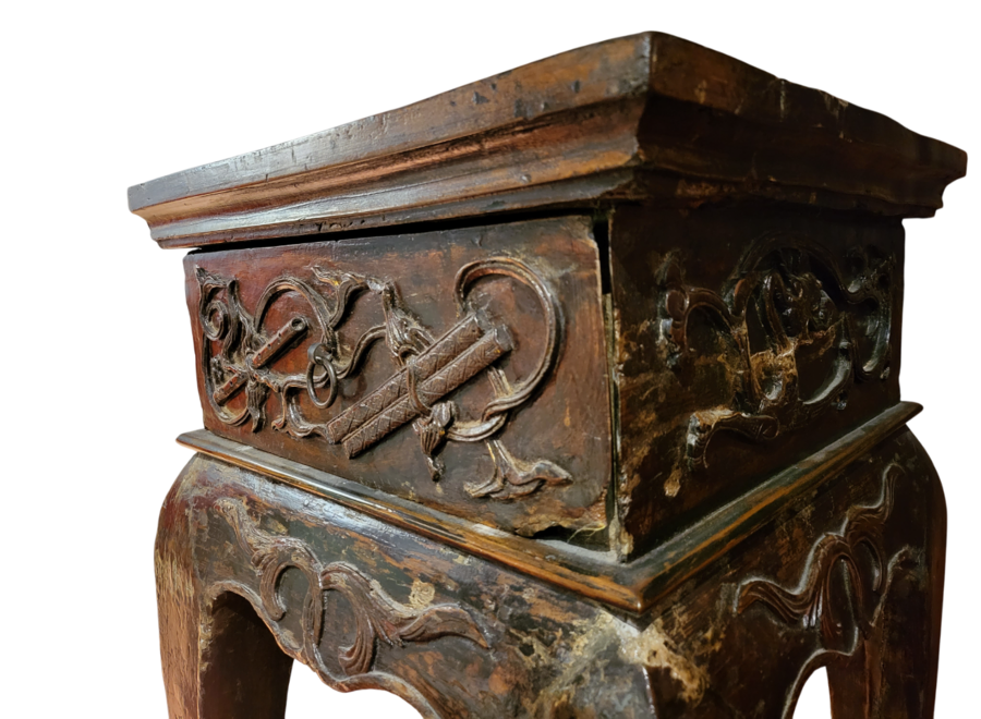 Table de Plante Chinoise Antique 19e Siècle Faite à la Main L43xP44xH98cm