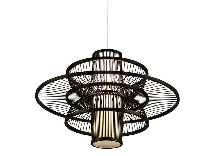 Bambus Hängelampe Pendelleuchte Schwarz Handgefertigt - Nicholas D60xH56cm