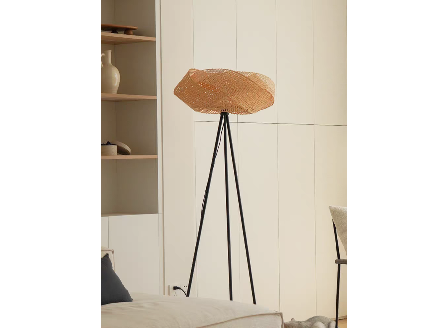 Lampada da Terra in Bamboo Webbing Fatta a Mano - Kaia D55xA160cm