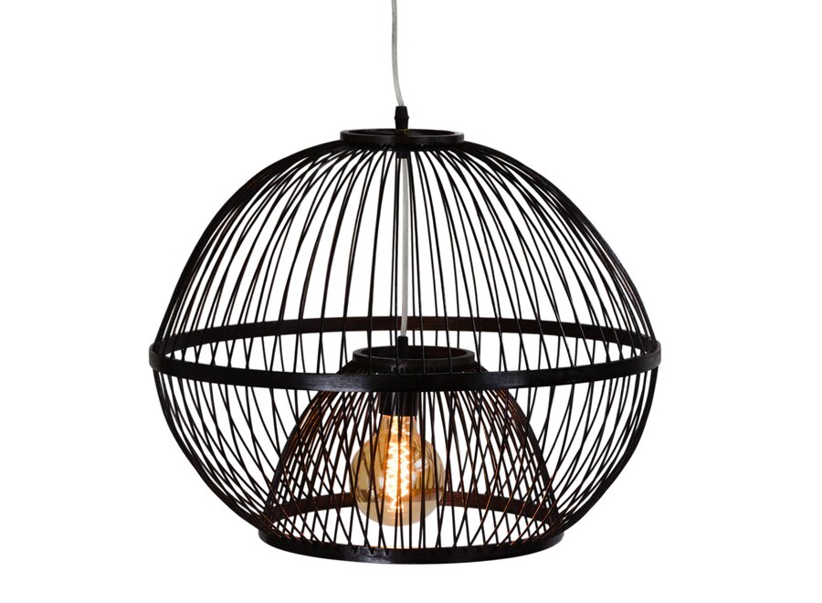 Bambus Hängelampe Pendelleuchte Schwarz Handgefertigt - Lucas D50xH40cm