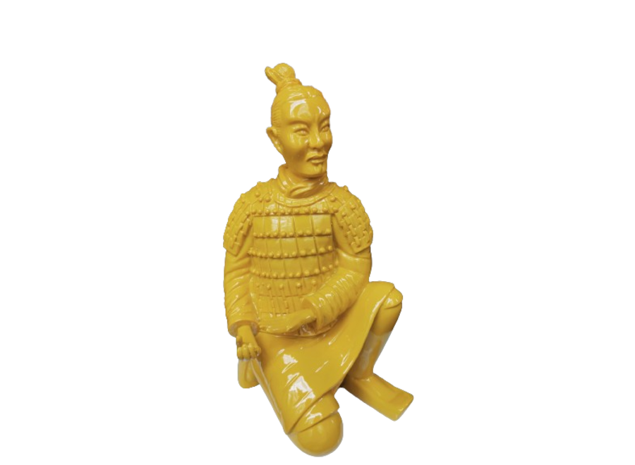Guerrero de Terracota Arquero Arrodillado Amarillo An17xP15xAl32cm