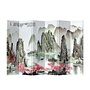 Room Divider Privacy Screen 6 Panel Mountains Peach Blossoms L240xH180cm