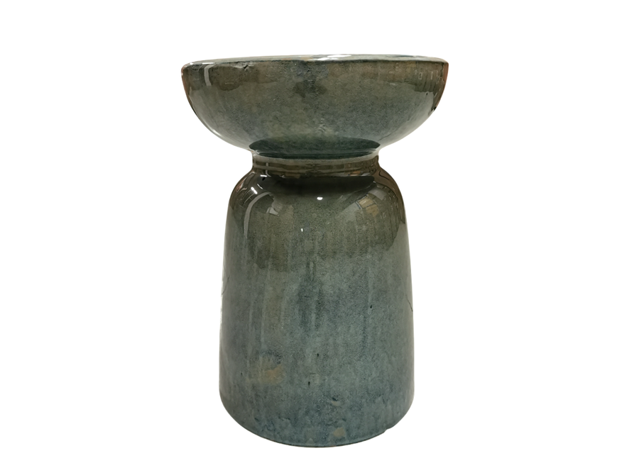 Sgabello in Ceramica Verde Blu Fatto a Mano - Gaia D33xA46cm