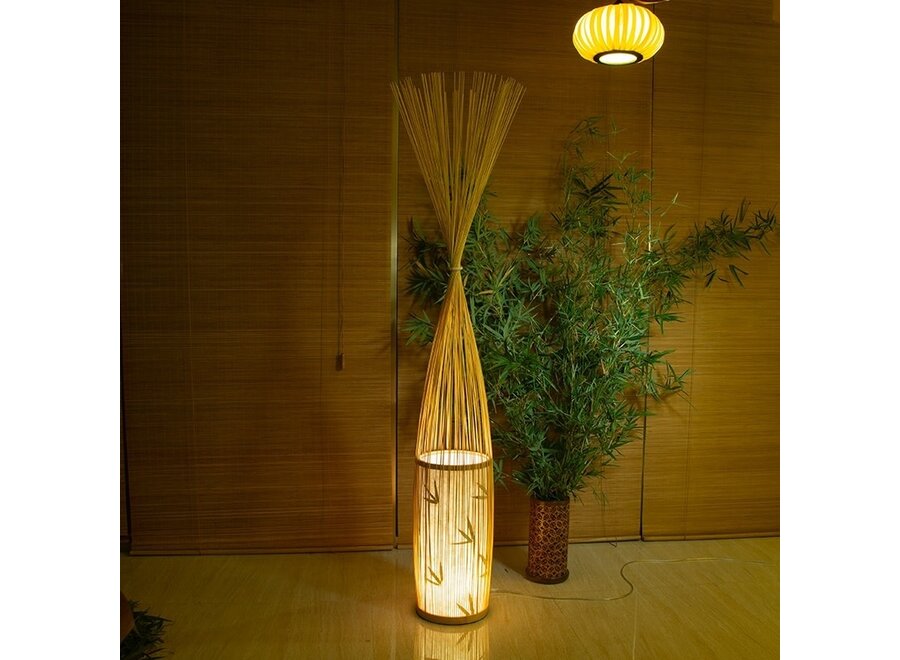 Lampadaire Chinois en Bambou Fait Main - Demi