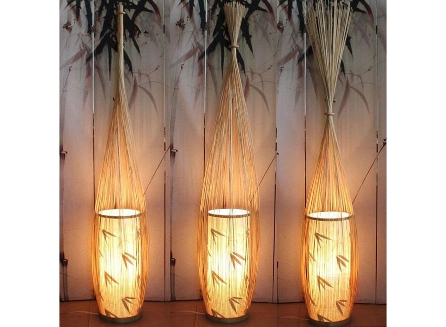 Lampada da Terra Orientale in Bambù Fatta a Mano - Demi