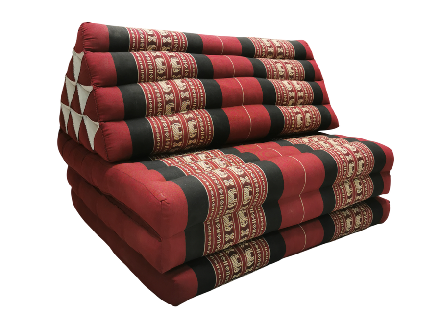 Thaikissen Dreieckskissen 3 Auflagen Kapokfüllung XXXL 80x190x7cm Rot Elefanten