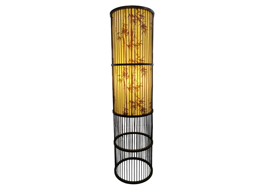 Bambus Stehlampe Schwarz Handgefertigt - Sylvan D28xH100cm