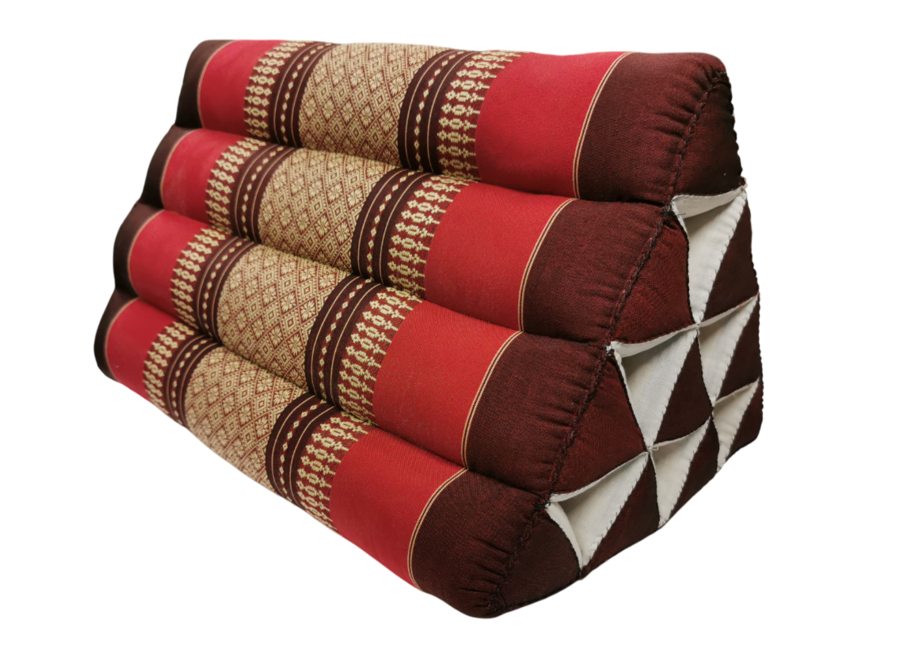 Thai Triangle Cushion Reading Pillow Backrest TV Meditation Cushion 50x30cm Burgundy Red