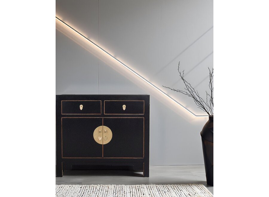 Chinesischer Schrank Onyx Schwarz - Orientique Sammlung B90xT40xH80cm