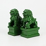 Ensemble Chiens Foo Chinois Gardiens de Temple Lions Vert/2 Porcelaine Fait Main L6xP8xH15cm