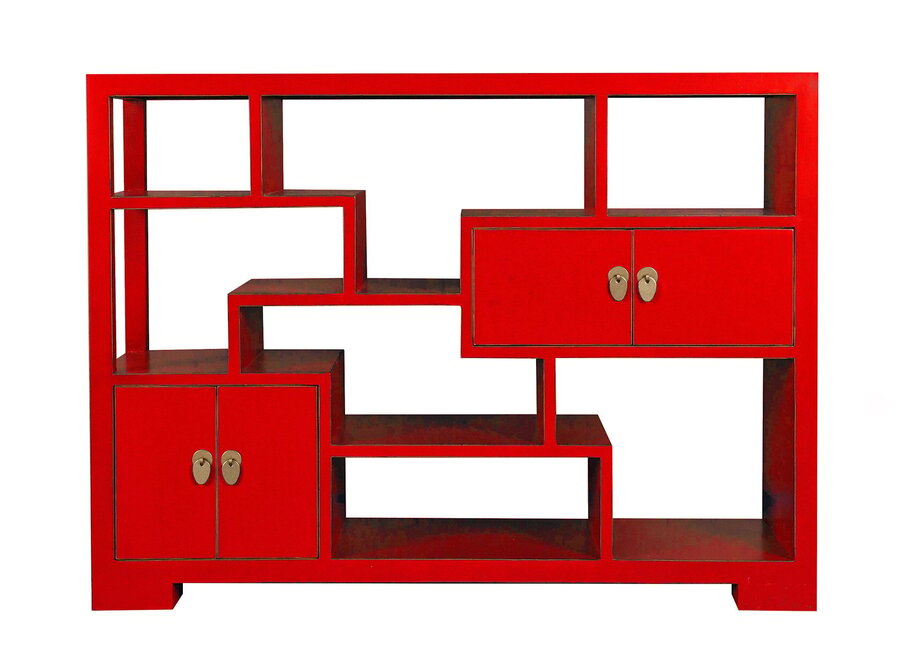 Bibliothèque Chinoise Étagère Ouverte Lucky Rouge - Orientique Collection L108xP35xH80cm